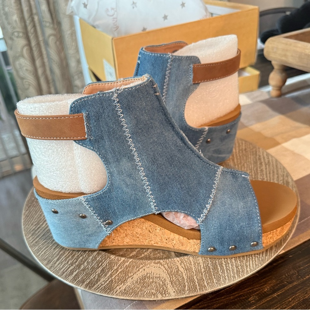 Very G Lala Denim Wedges New - Picture 3 of 10